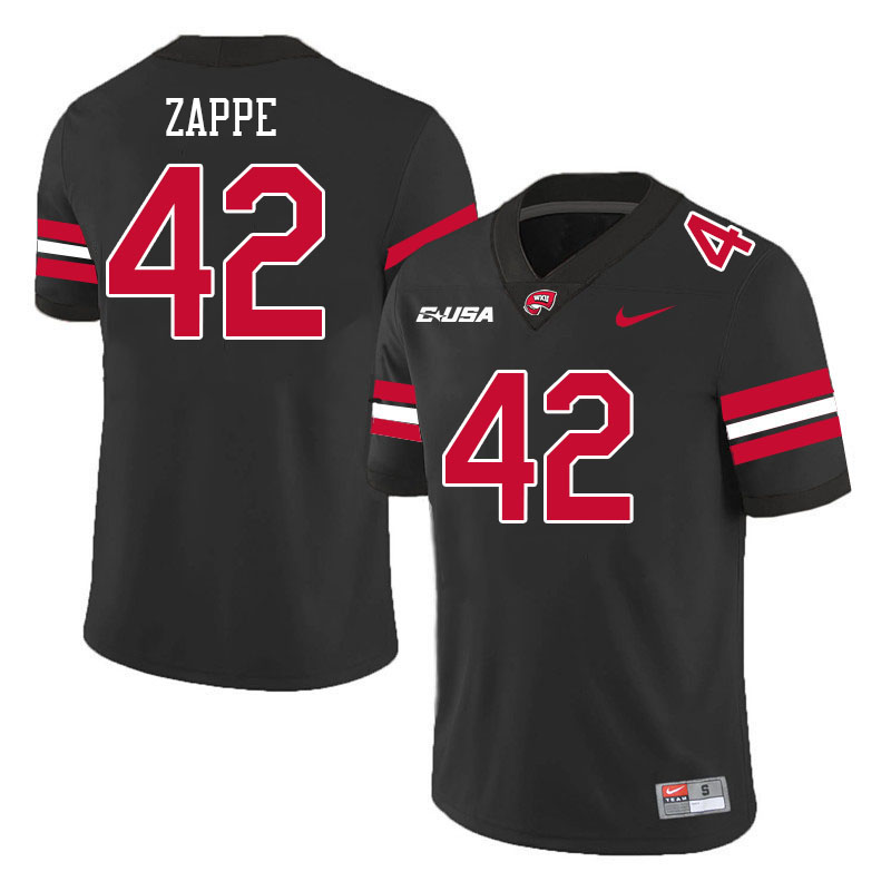 Western Kentucky Hilltoppers #42 Trent Zappe College Football Jerseys Stitched Sale-Black